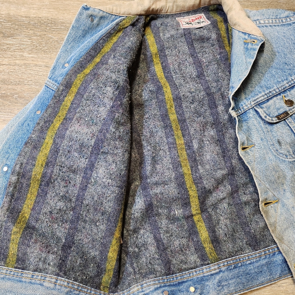Vintage 70s Storm Rider Heavy Liner Lee Denim Jacket with Beige Collar Boxy Fit - Picture 12 of 12